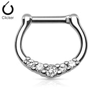 Five-Gem Petite Surgical Steel Septum Clicker Ring