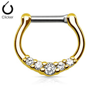 Five-Gem Petite Surgical Steel Septum Clicker Ring