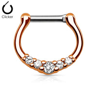 Five-Gem Petite Surgical Steel Septum Clicker Ring