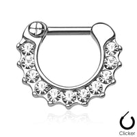 Gem Paved Surgical Steel Septum Clicker Ring