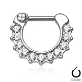 Gem Paved Surgical Steel Septum Clicker Ring