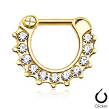 Gem Paved Surgical Steel Septum Clicker Ring