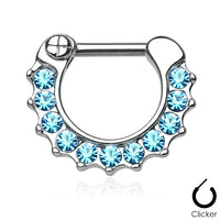 Gem Paved Surgical Steel Septum Clicker Ring