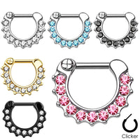 Gem Paved Surgical Steel Septum Clicker Ring