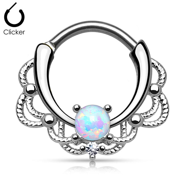 Lacey Single Opal Rounded Top Septum Clicker