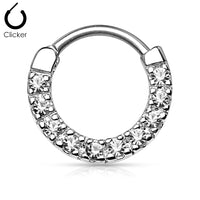 CZ Paved Round Top Septum Clicker/ Cartilage Clicker