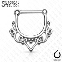 Vintage Filigree 316L Surgical Steel Septum Clicker