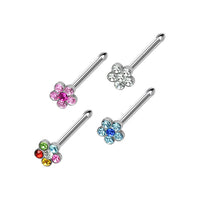 Multi-Gem Flower Pave Surgical Steel Nose Stud Bone